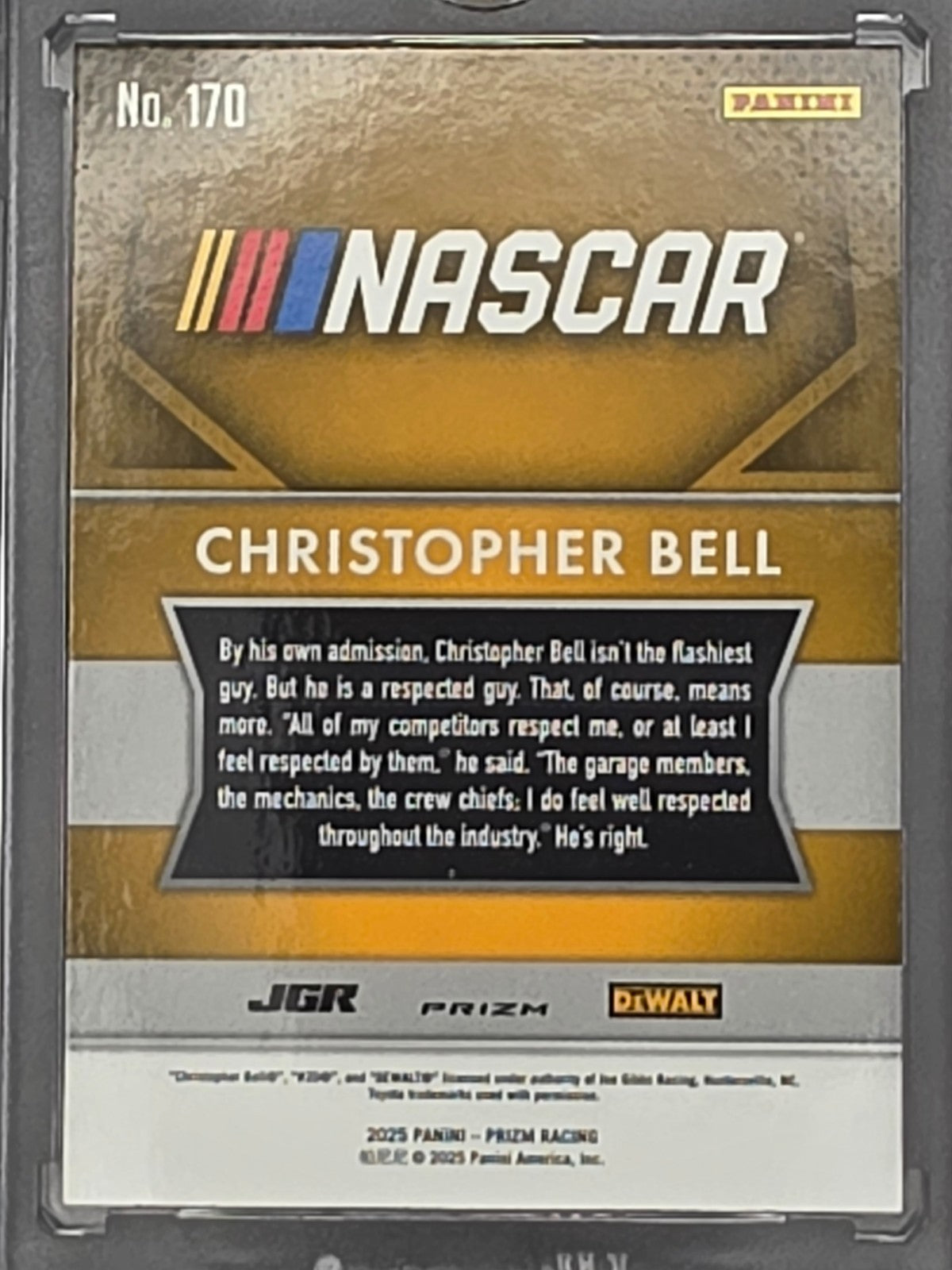 2025 Prizm Nascar Racing - #170 Christopher Bell - White Sparkle Prizm