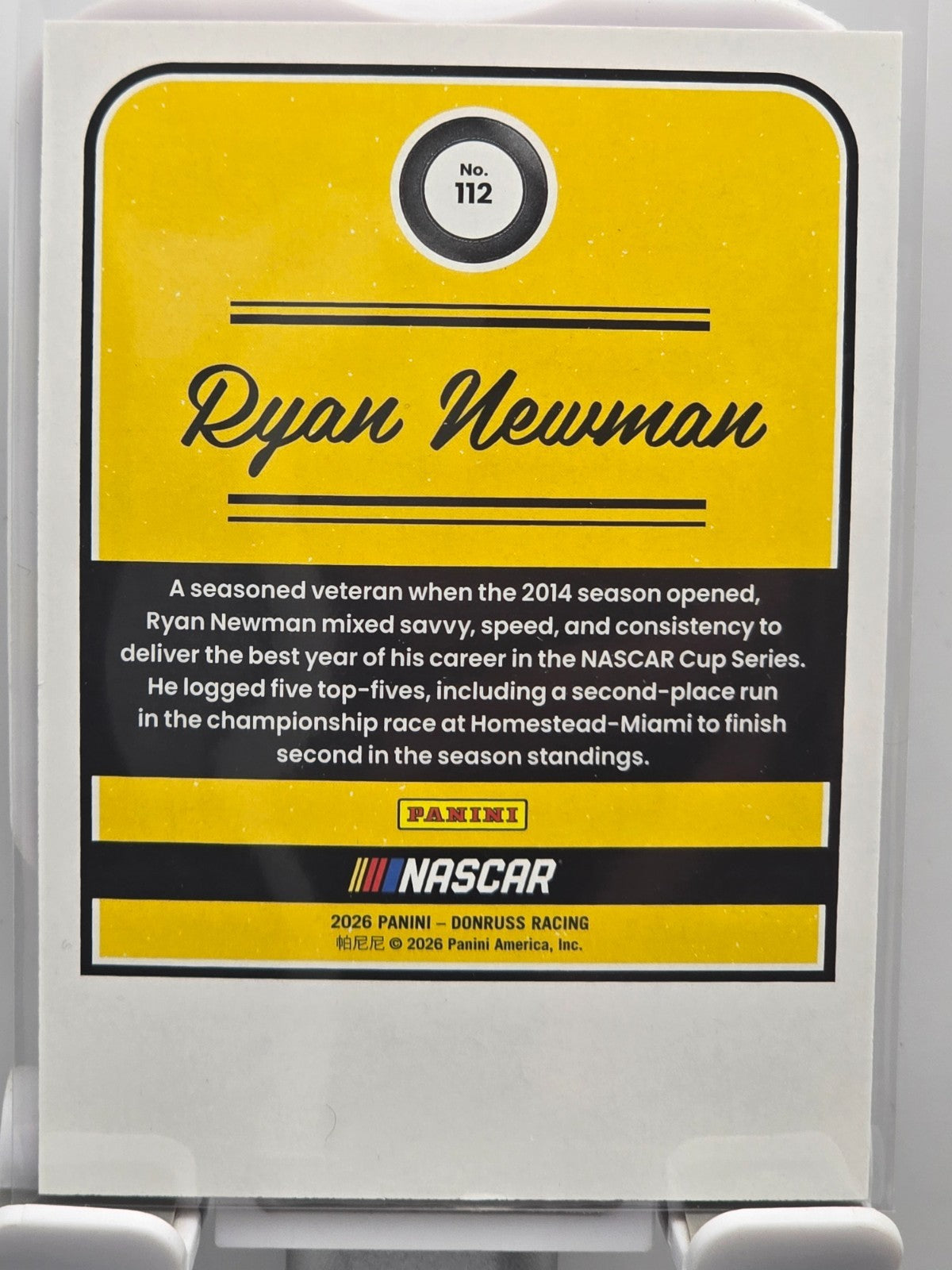 2026 Donruss NASCAR Racing - #112 Ryan Newman - Throwback - Red Base /299
