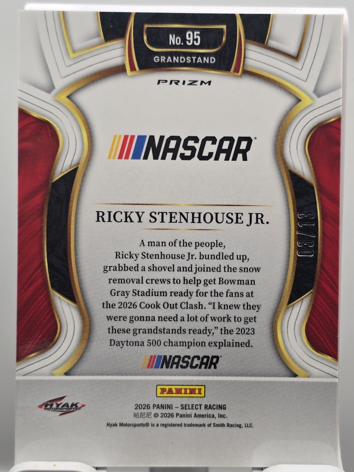 2026 Select Racing - #95 Ricky Stenhouse Jr. - Grandstand - FOTL GOLD 3/13