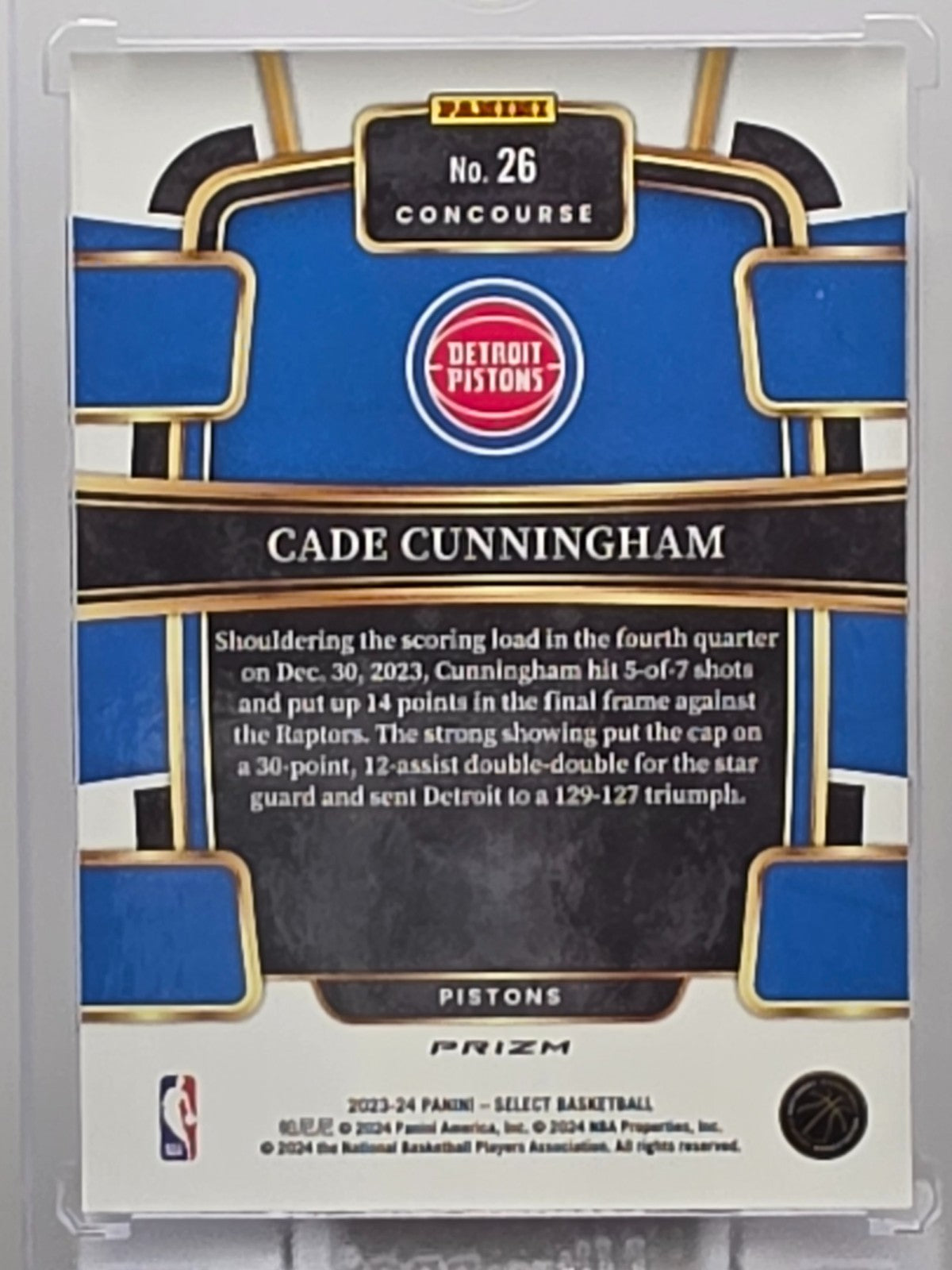 2023-24 Panini Select - Cade Cunningham - Blue Cracked Ice Prizm - #26