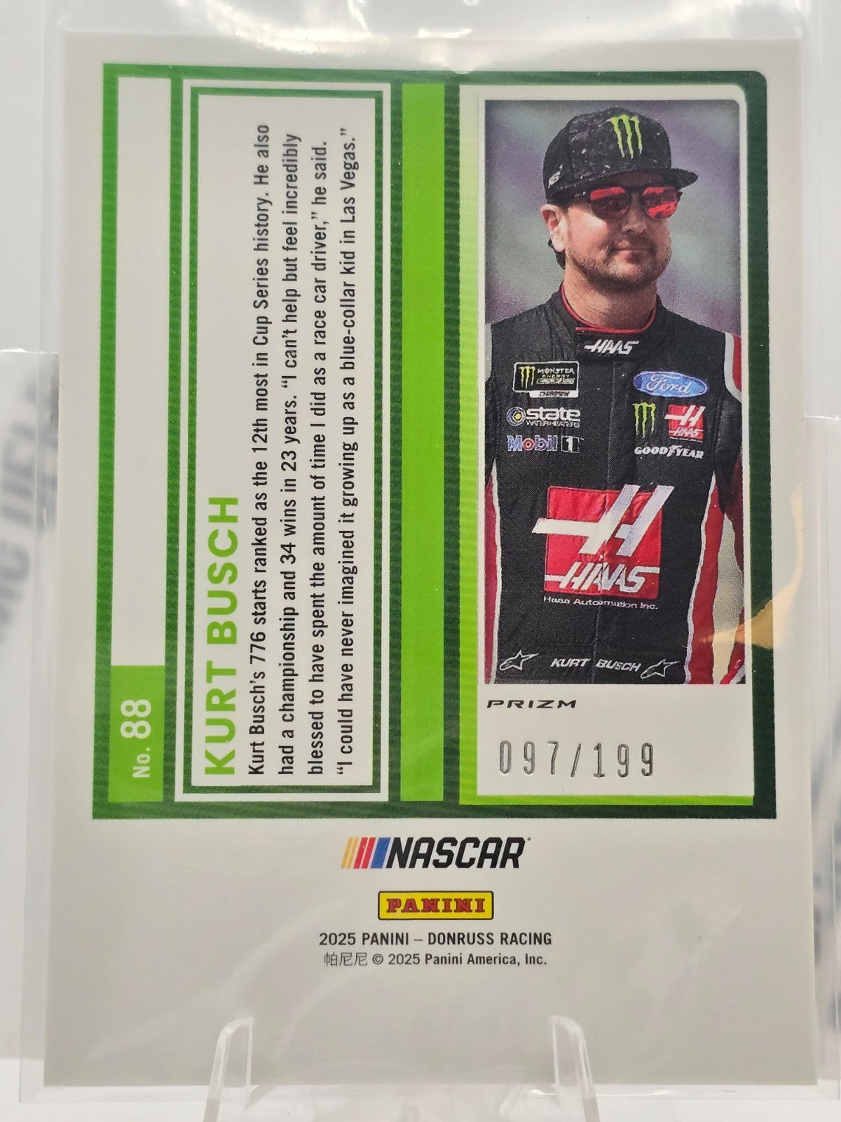2025 Donruss Optic NASCAR Racing - #88 Kurt Busch - Red Velocity Prizm /199