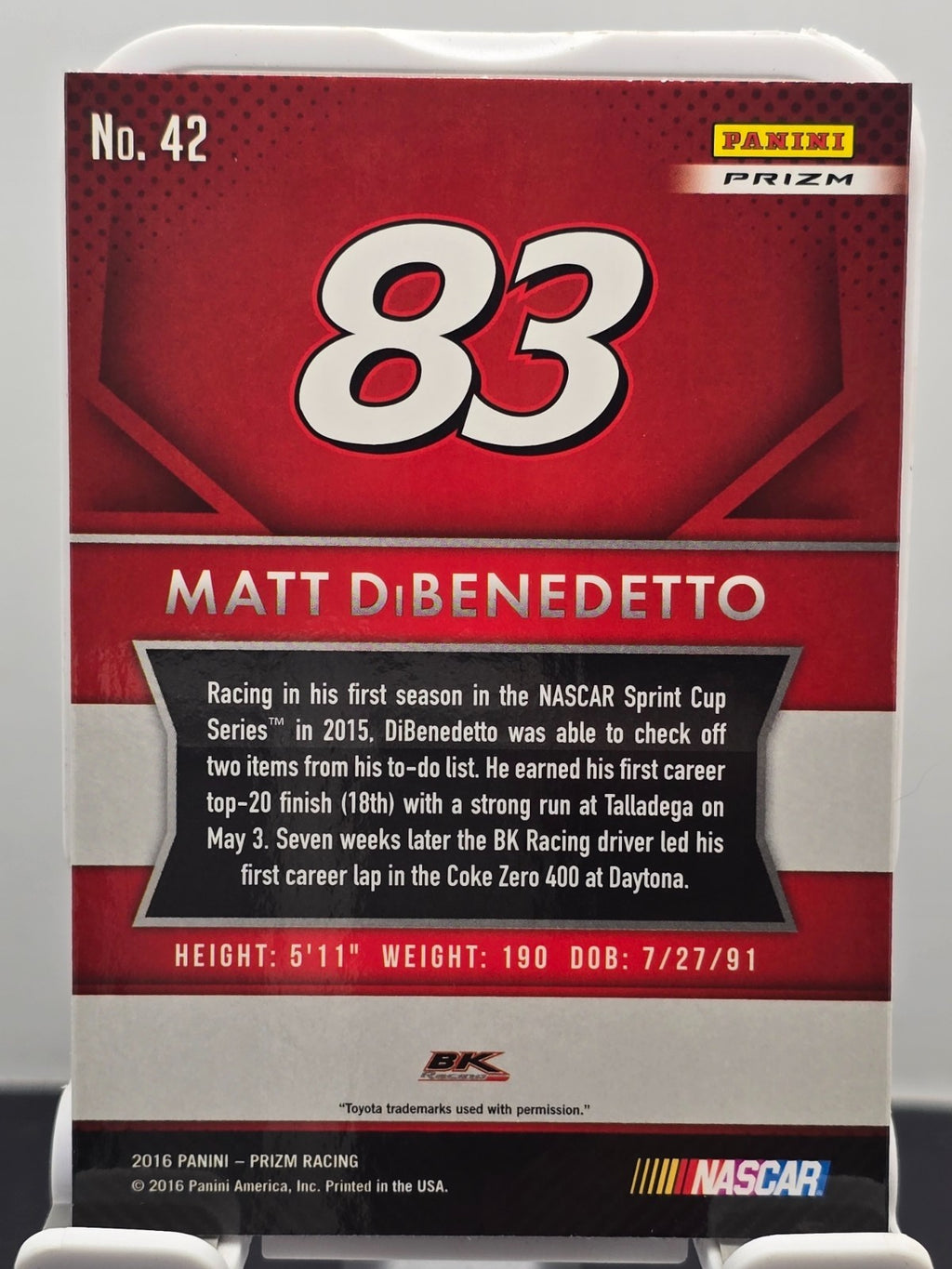 2016 Prizm Racing - #42 Matt DiBenedetto - Red, White & Blue Prizm SP