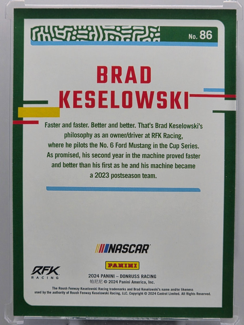2024 Panini Donruss - Brad Keselowski - Blue /199 - #86 - Buy 3 Get 1