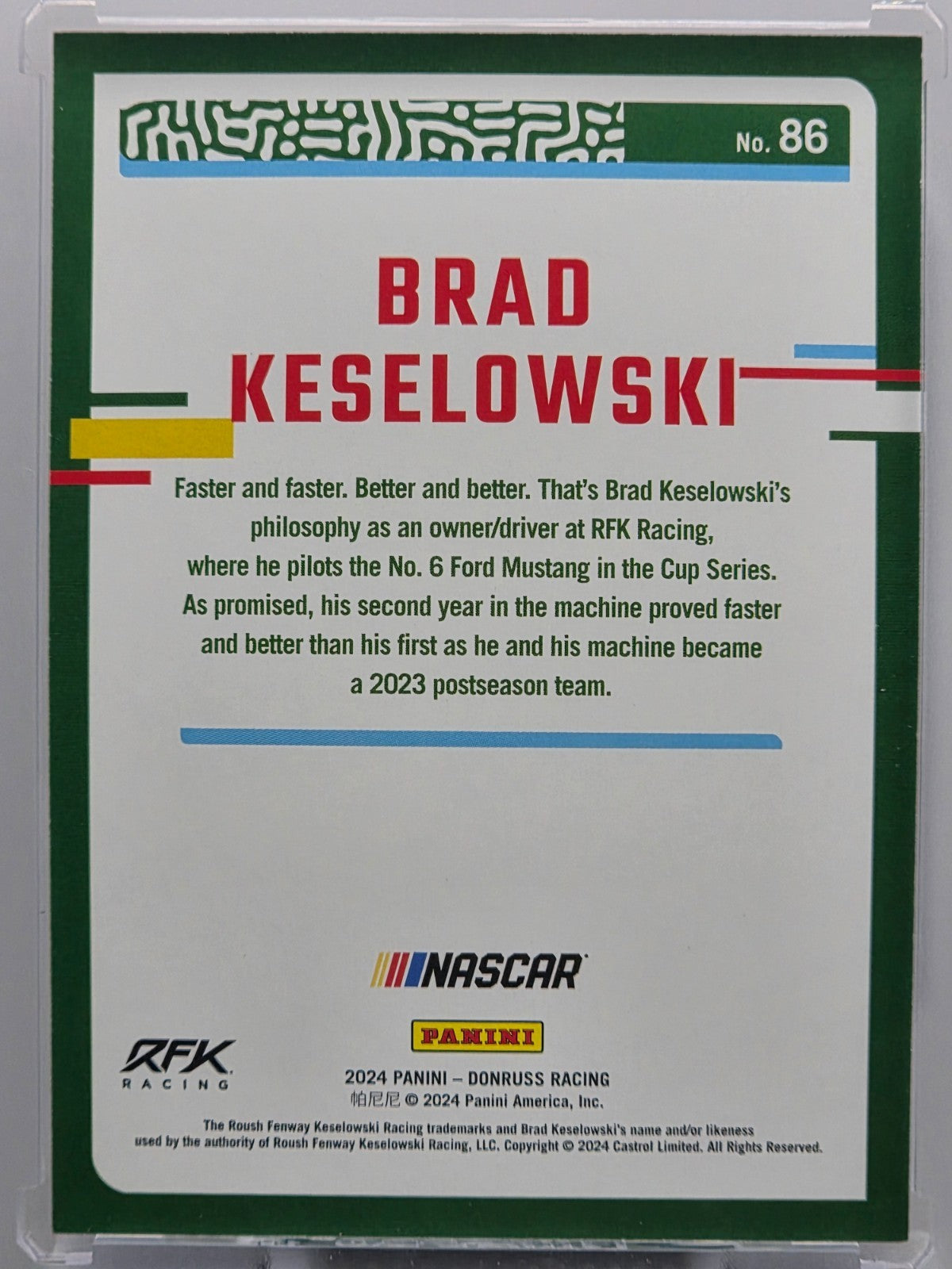 2024 Panini Donruss - Brad Keselowski - Blue /199 - #86 - Buy 3 Get 1