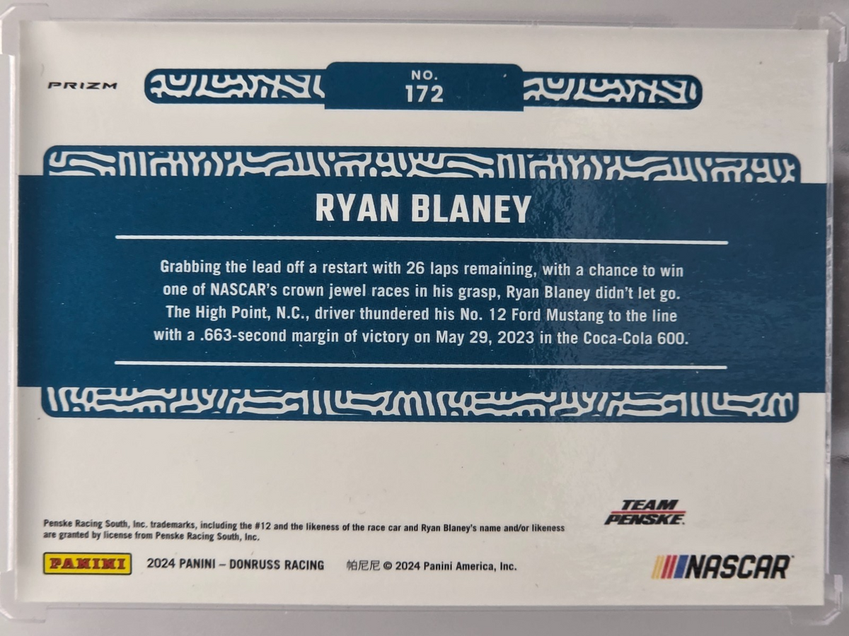 2024 Panini Donruss - Ryan Blaney - Blue Velocity - #172 - Buy 3 Get 1