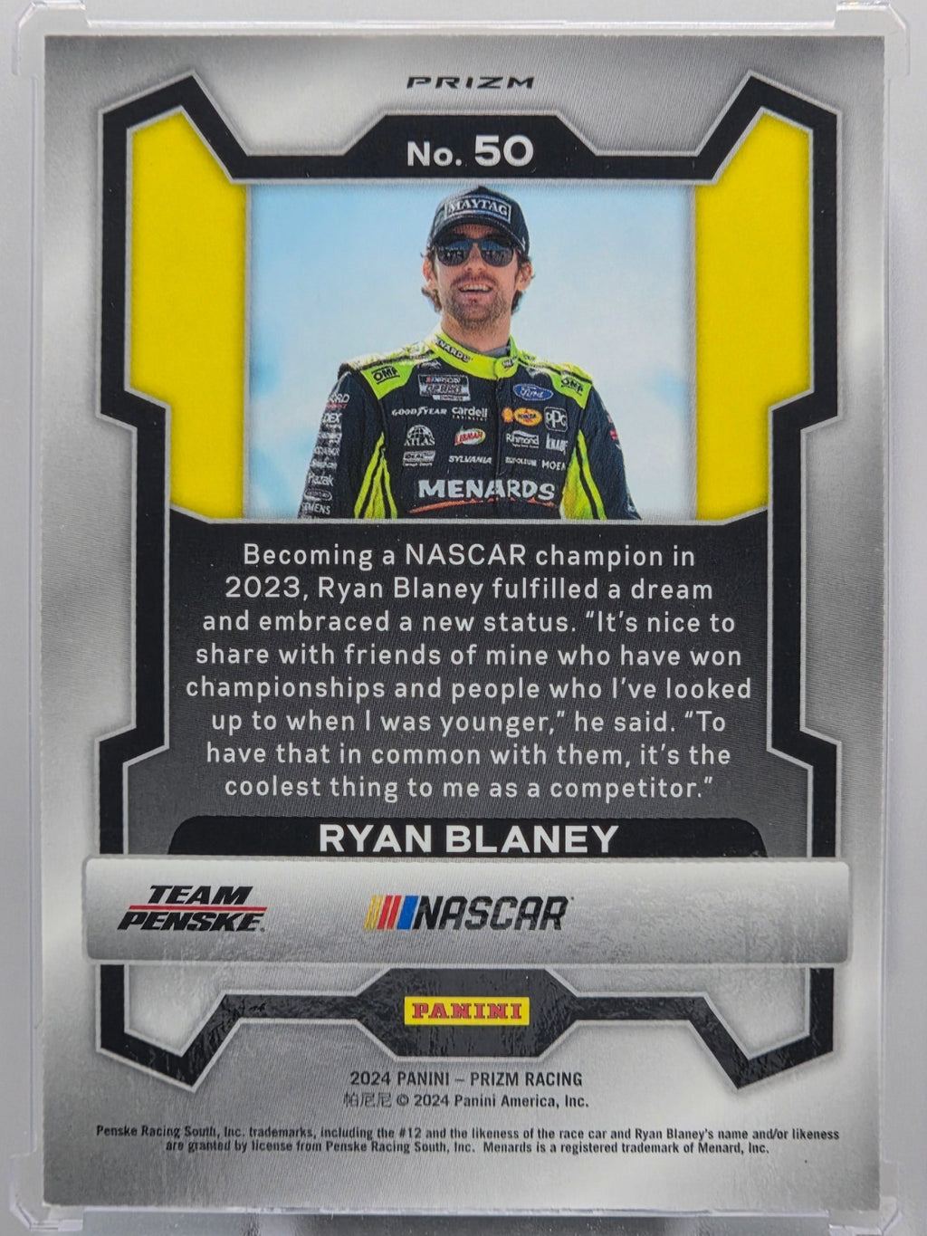 2024 Prizm Racing - Ryan Blaney - Green Ice Prizm - #50 - Buy 3 Get 1!