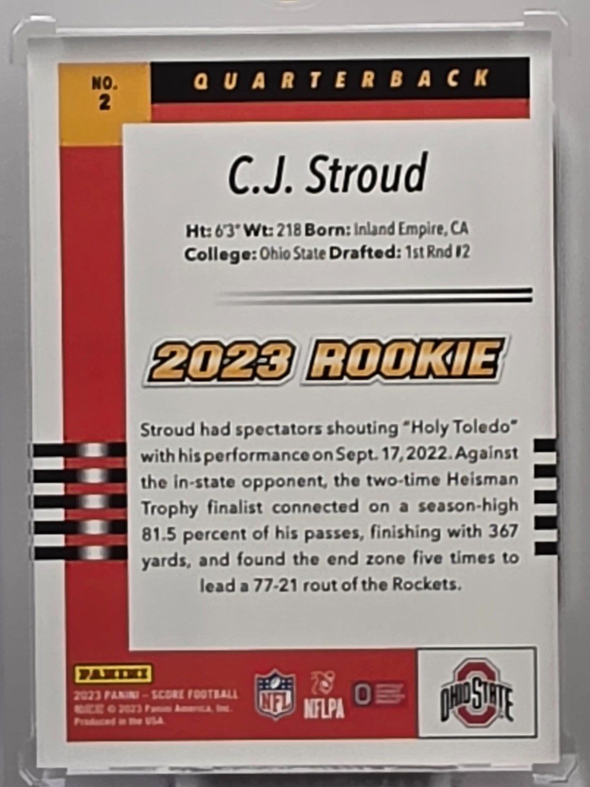 2023 Score -CJ Stroud (RC) - Rookie Base - #2 **Buy 3 Get 1**