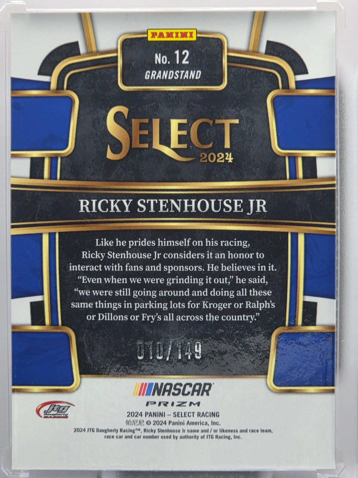 2024 Panini Select - RIcky Stenhouse Jr. - Red Prizm /149 - #12 - Buy 3 Get 1!