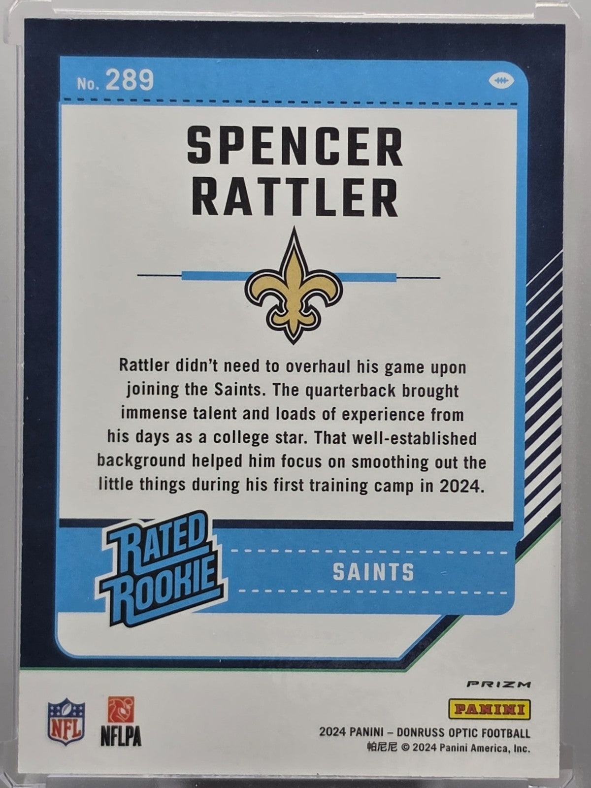 2024 Panini Donruss Optic - Spencer Rattler (RC) - Purple Scope - #289