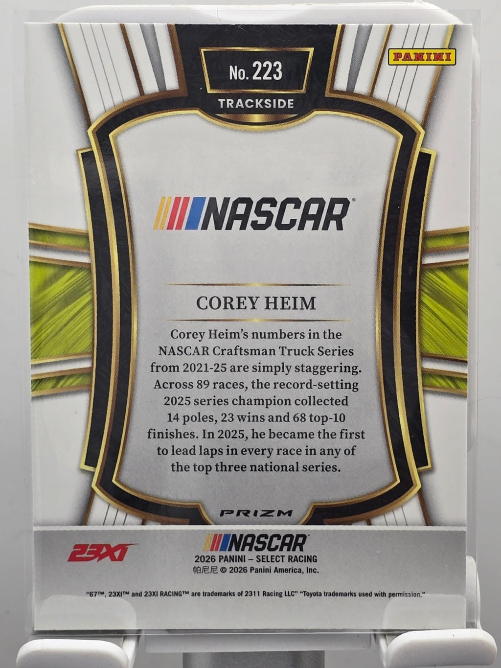 2026 Panini Select - #223 Corey Heim - Silver Trackside  - Case Hit