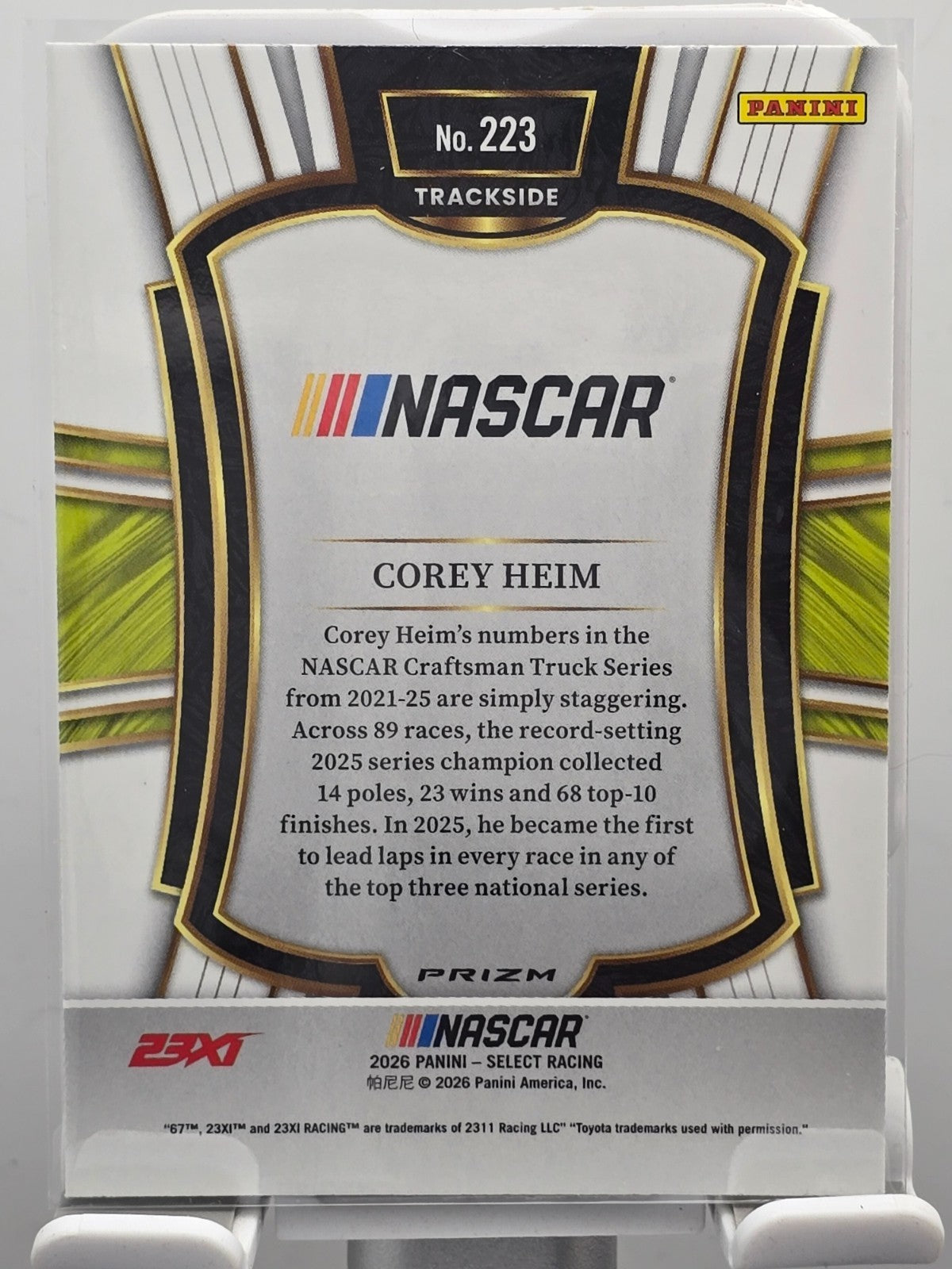 2026 Panini Select - #223 Corey Heim - Silver Trackside  - Case Hit