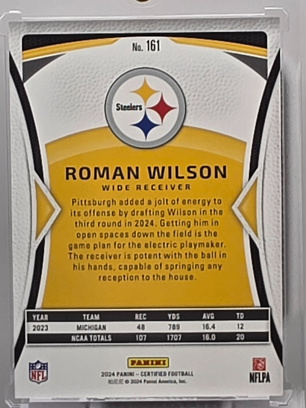 2024 Panini Certified - Roman Wilson (RC) - /400 - #161 **Buy 3 Get 1**