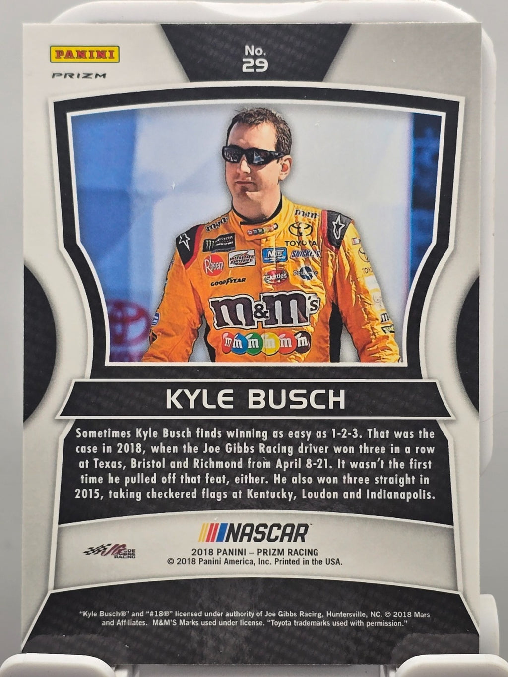 2018 Panini Prizm Racing - Kyle Busch #29 - Silver SP