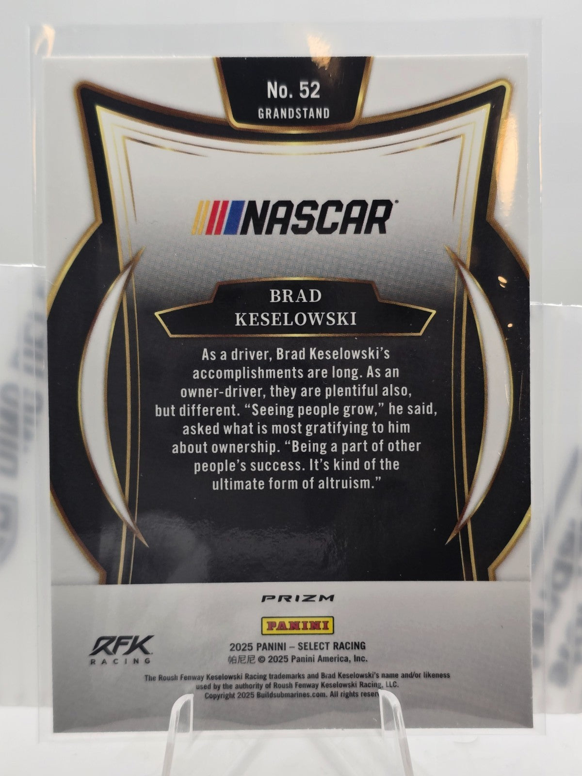 2025 Select Nascar Racing - #52 Brad Keselowski - Grandstand - Holo