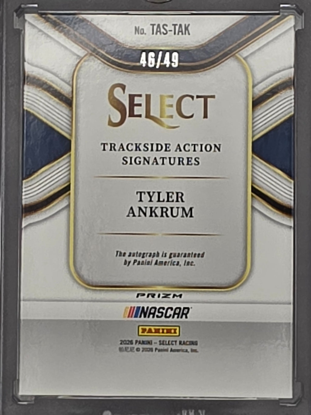 2026 Select Racing - Tyler Ankrum - Trackside Action Purple /49 - #TAS-TAK