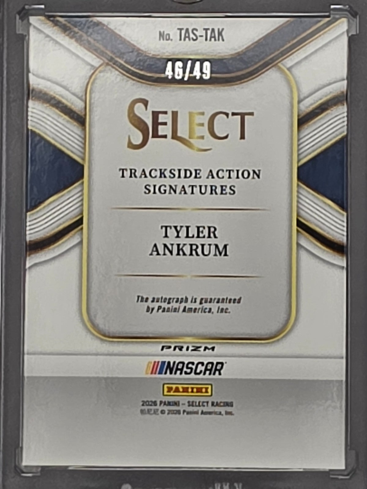 2026 Select Racing - Tyler Ankrum - Trackside Action Purple /49 - #TAS-TAK