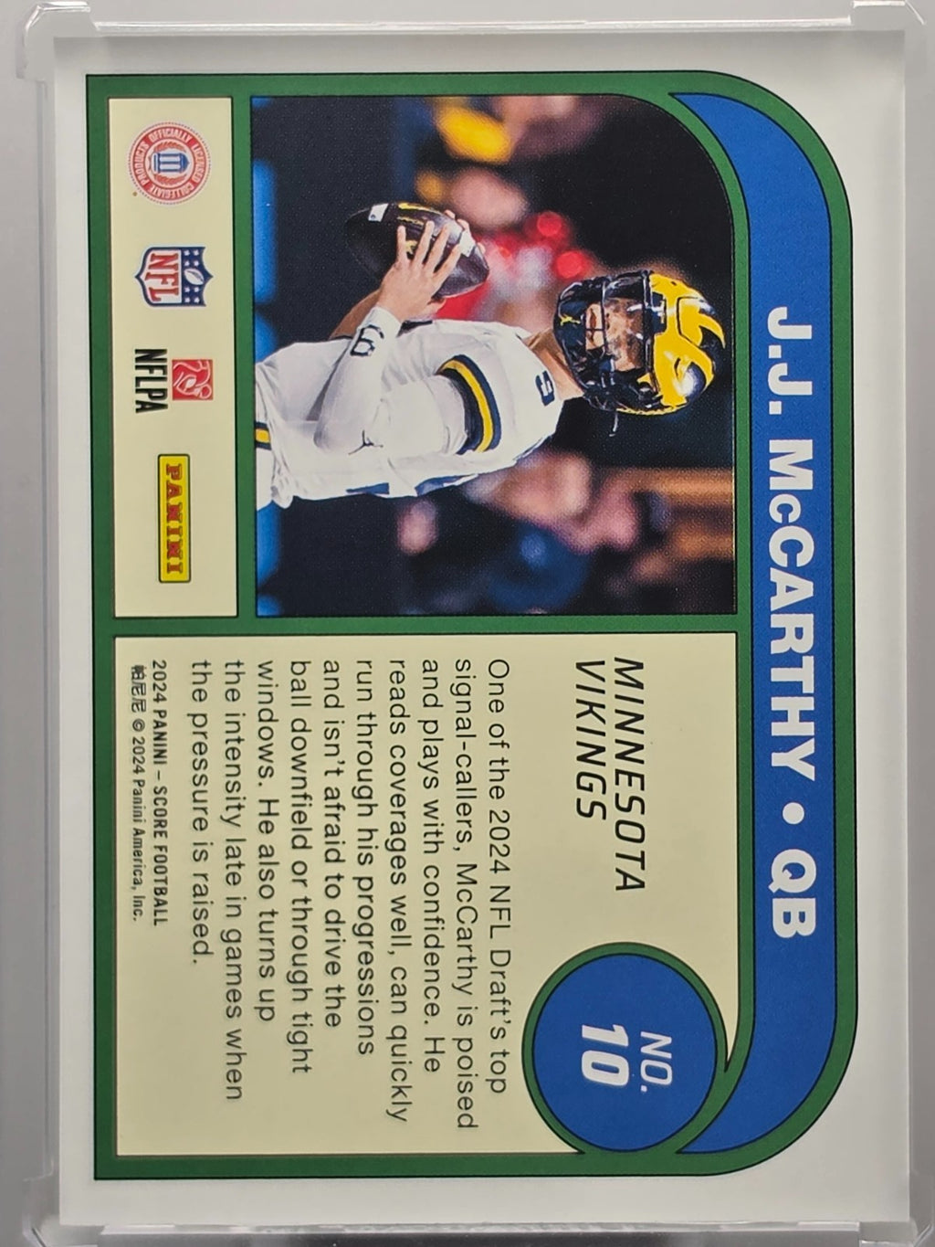 2024 Panini Score - JJ McCarthy (RC) - Protential - #10