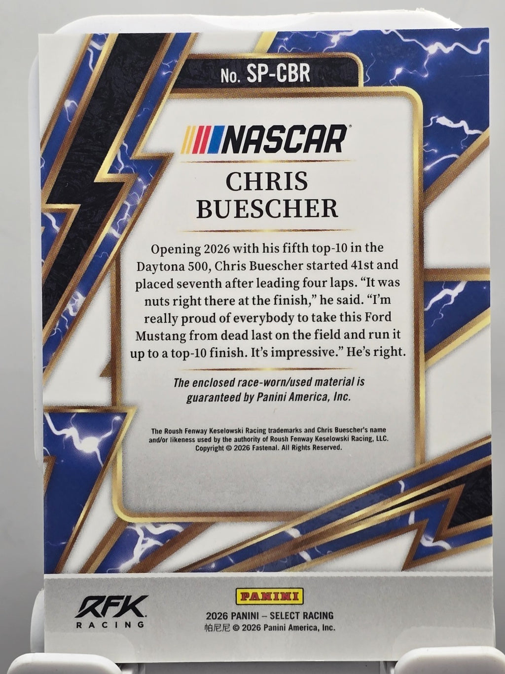 2026 Select Racing - Chris Buescher - Sparks - White - #SP-CBR