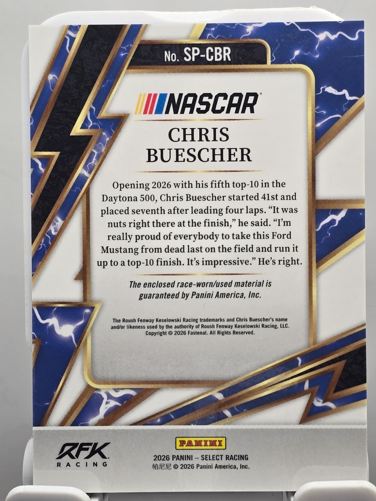 2026 Select Racing - Chris Buescher - Sparks - White - #SP-CBR