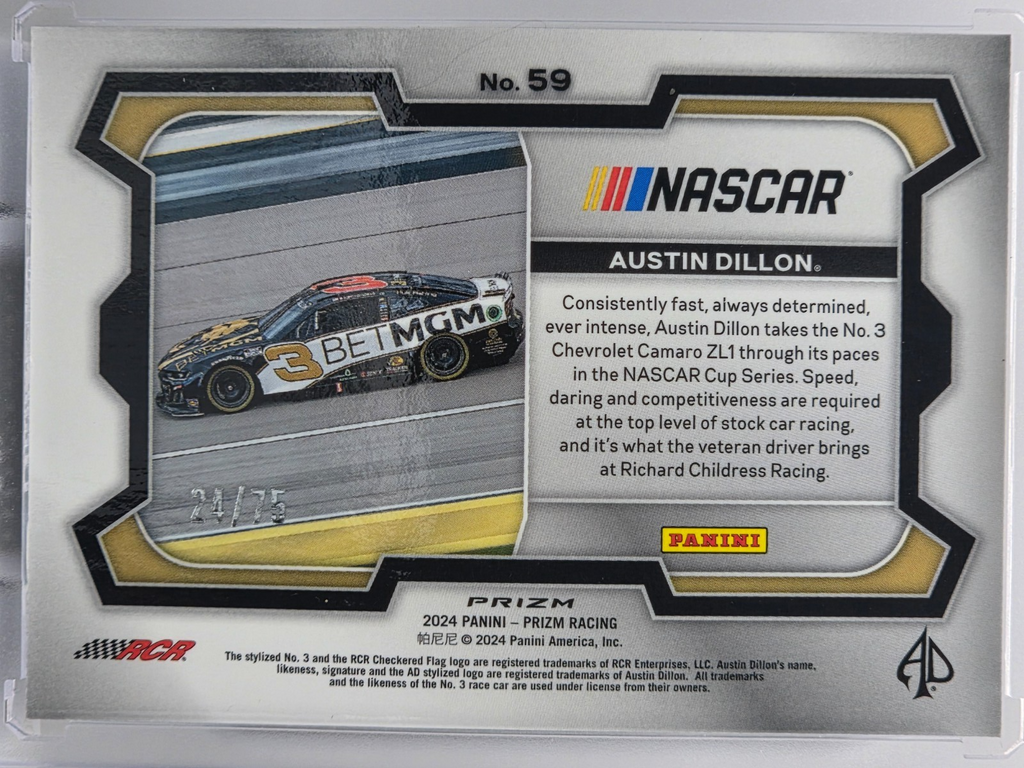 2024 Prizm Racing - Austin Dillon - Blue Pulsar Prizm /75 - #59