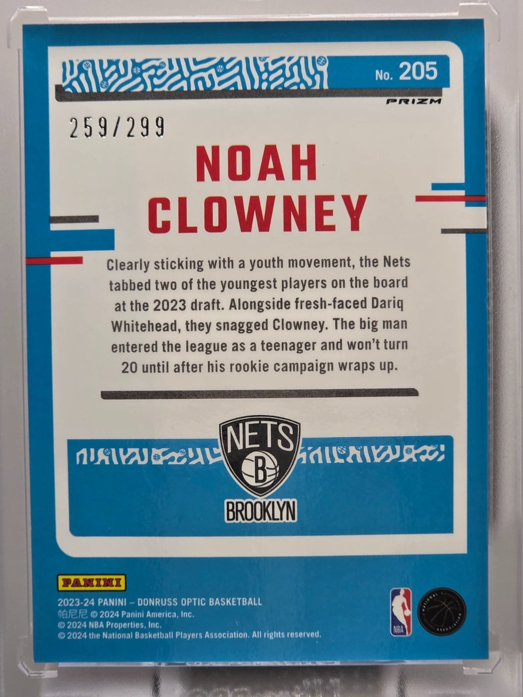 2023-24 Donruss - Noah Clowney (RC) - Red Velocity /299 - #205