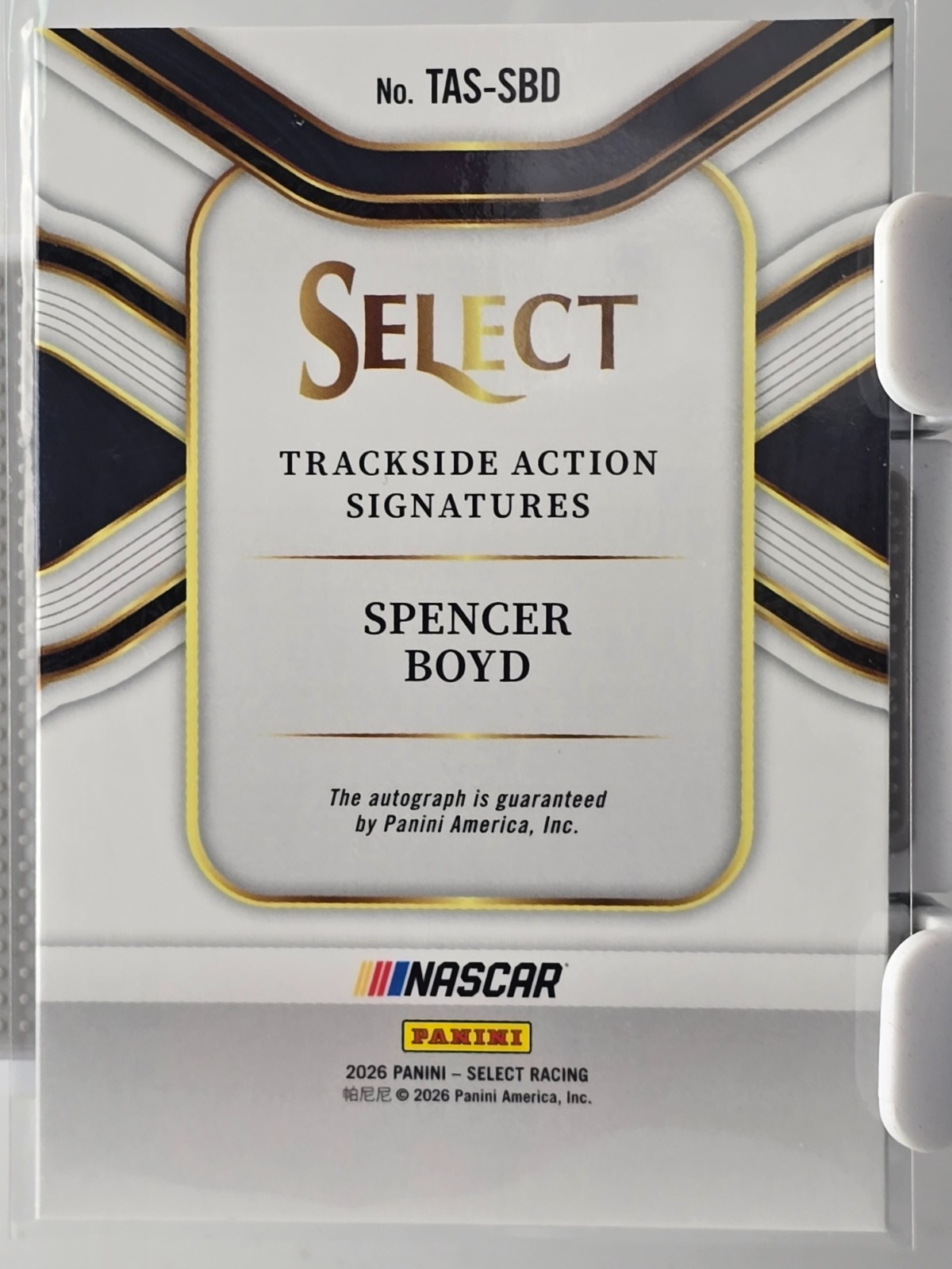 2026 Select Trackside Action Signature - Spencer Boyd - #TAS-SBD - Autograph