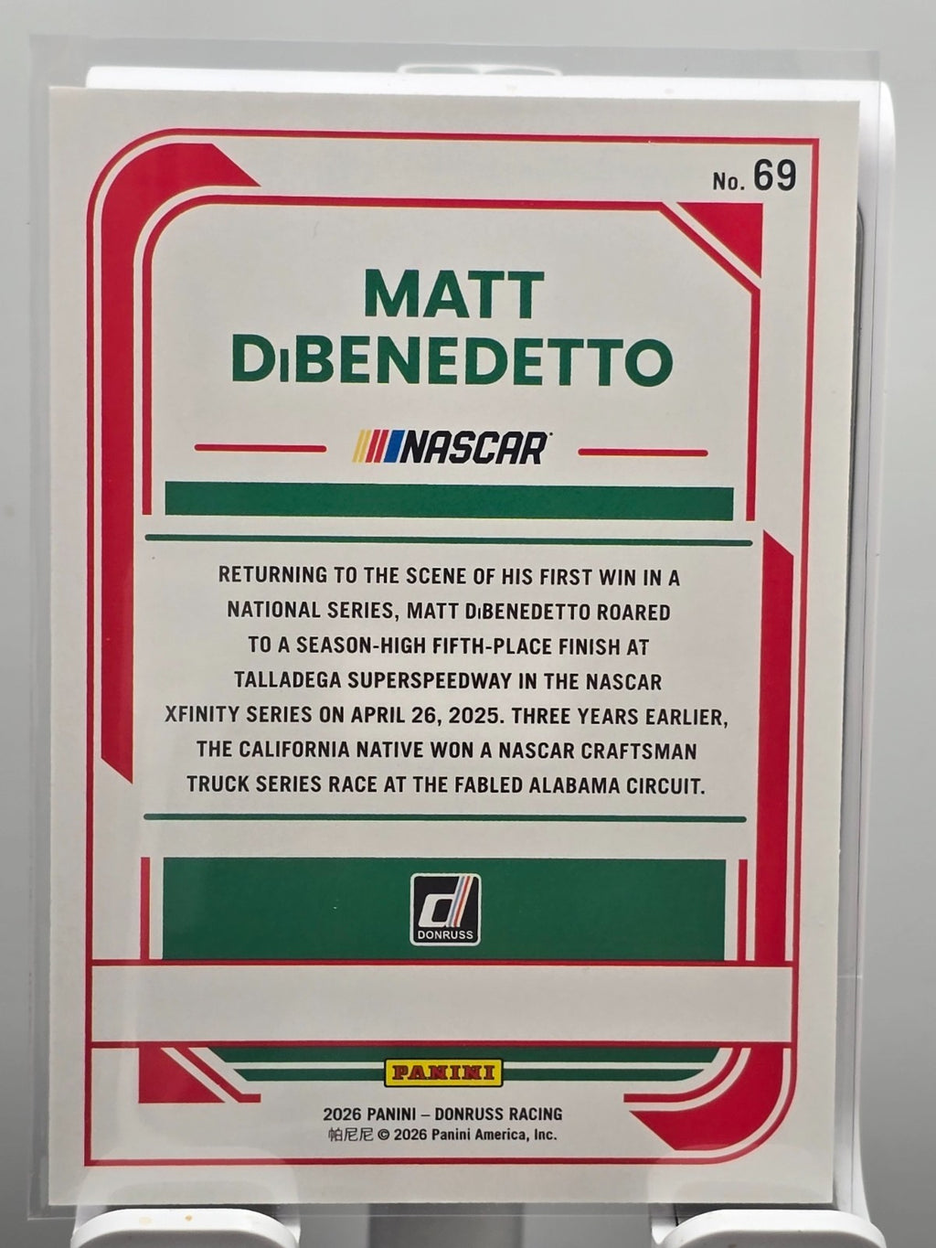 2026 Donruss NASCAR Racing - #69 Matt Dibenedetto - Red /299