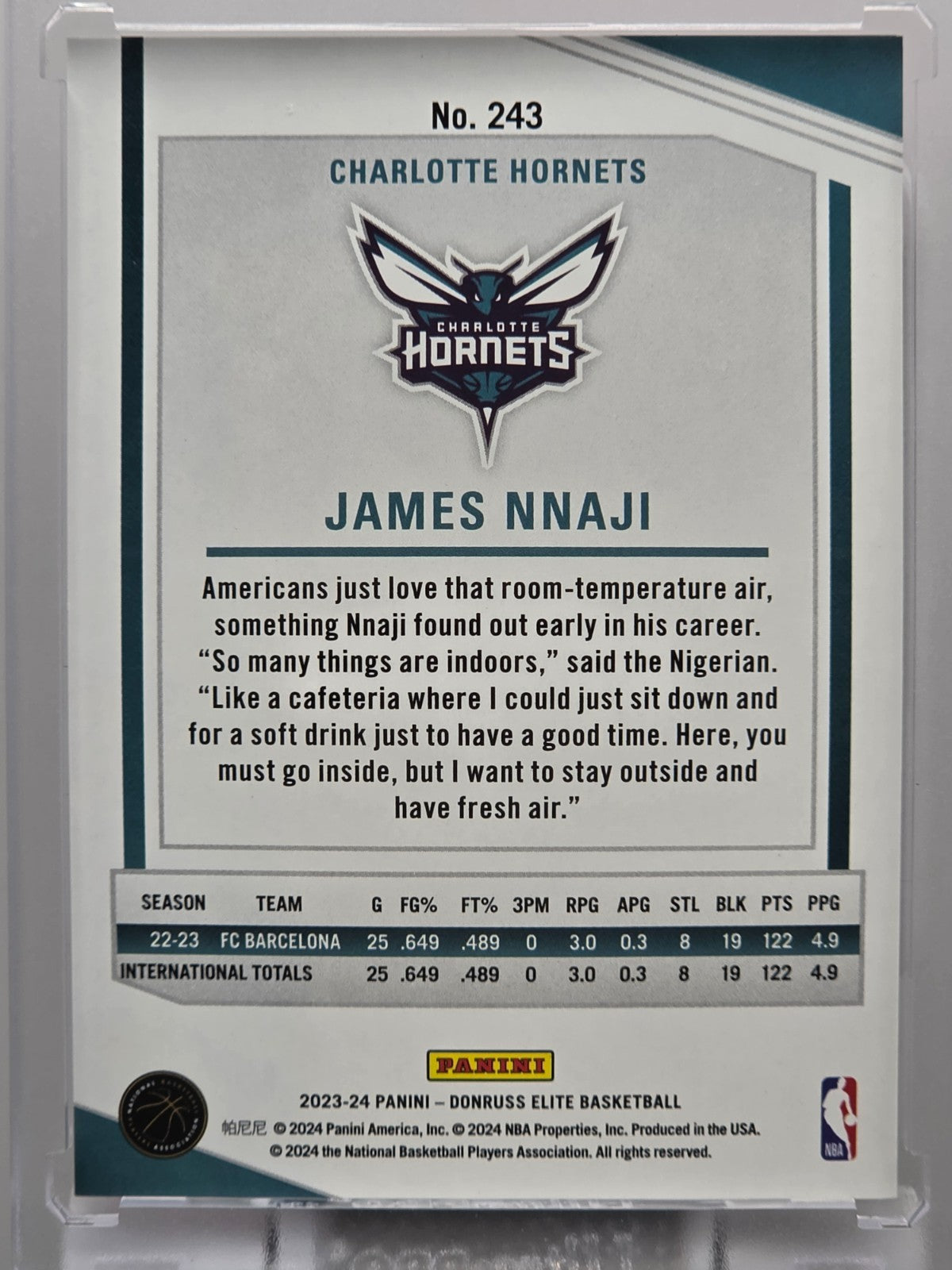 2023-24 Donruss Elite - James NNaji (RC) - Red Hyper /88 - #243