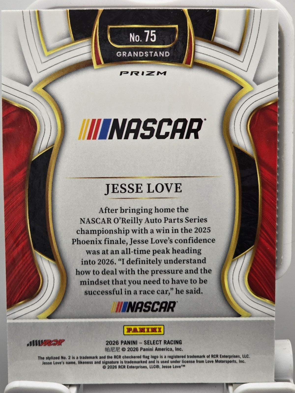 2026 Select Racing - #75 Jesse Love - Grandstand - Silver SP