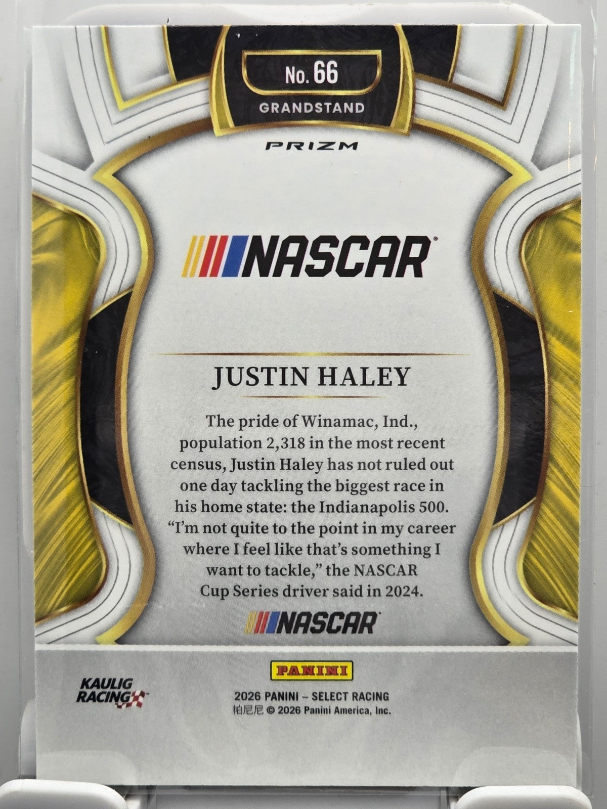 2026 Select Racing - #66 Justin Haley - Grandstand - Silver SP