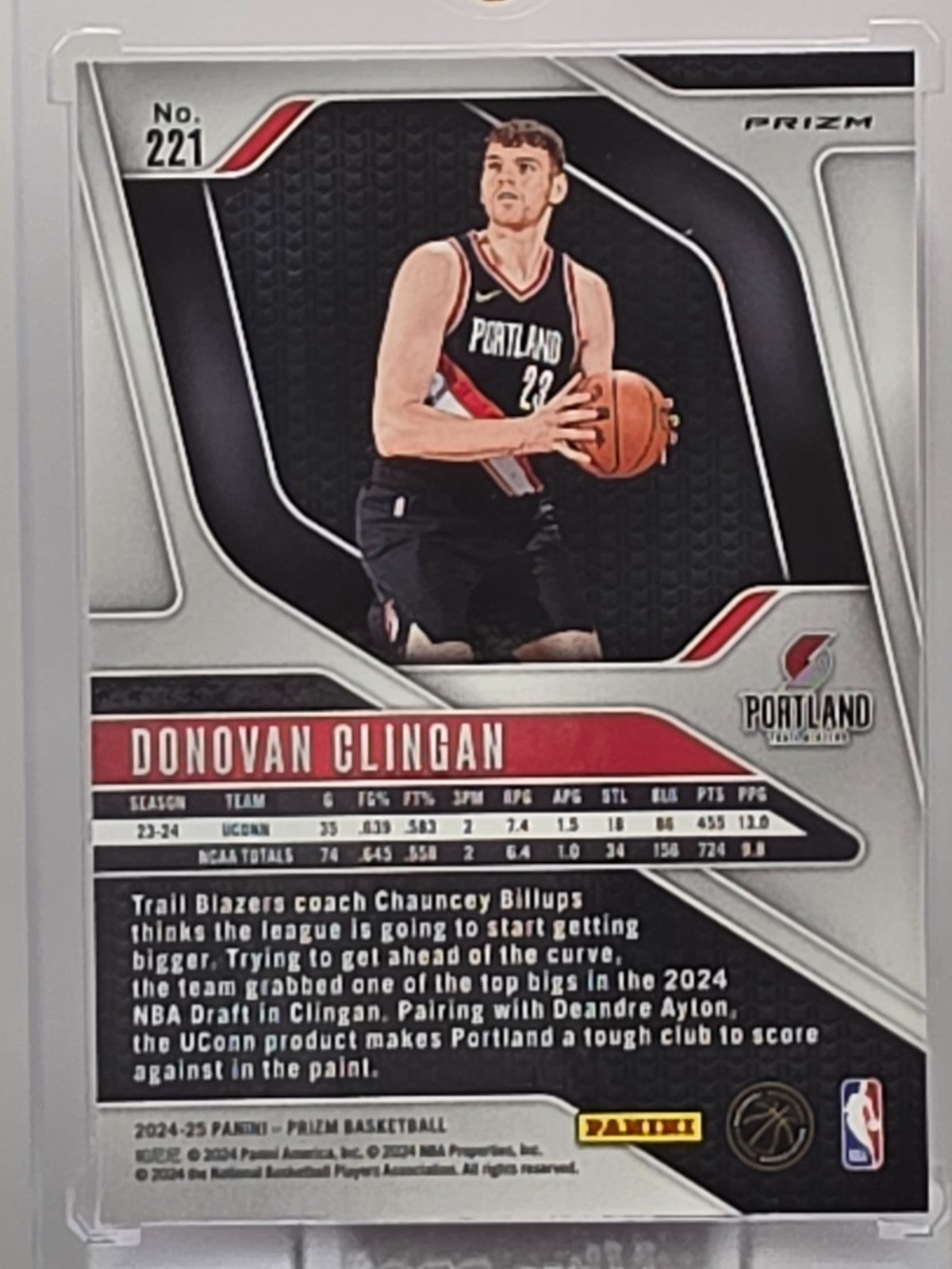 2024-25 Panini Prizm - Donovan Clingan (RC) - Pink Ice Prizm - #221