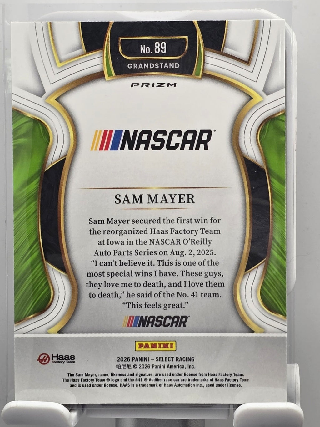 2026 Select Racing - #89 Sam Mayer - Grandstand - Tri-Color SP