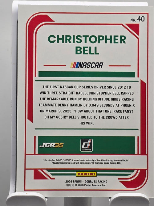 #40 Christopher Bell - Blue Base /199 - 2026 Donruss NASCAR Racing