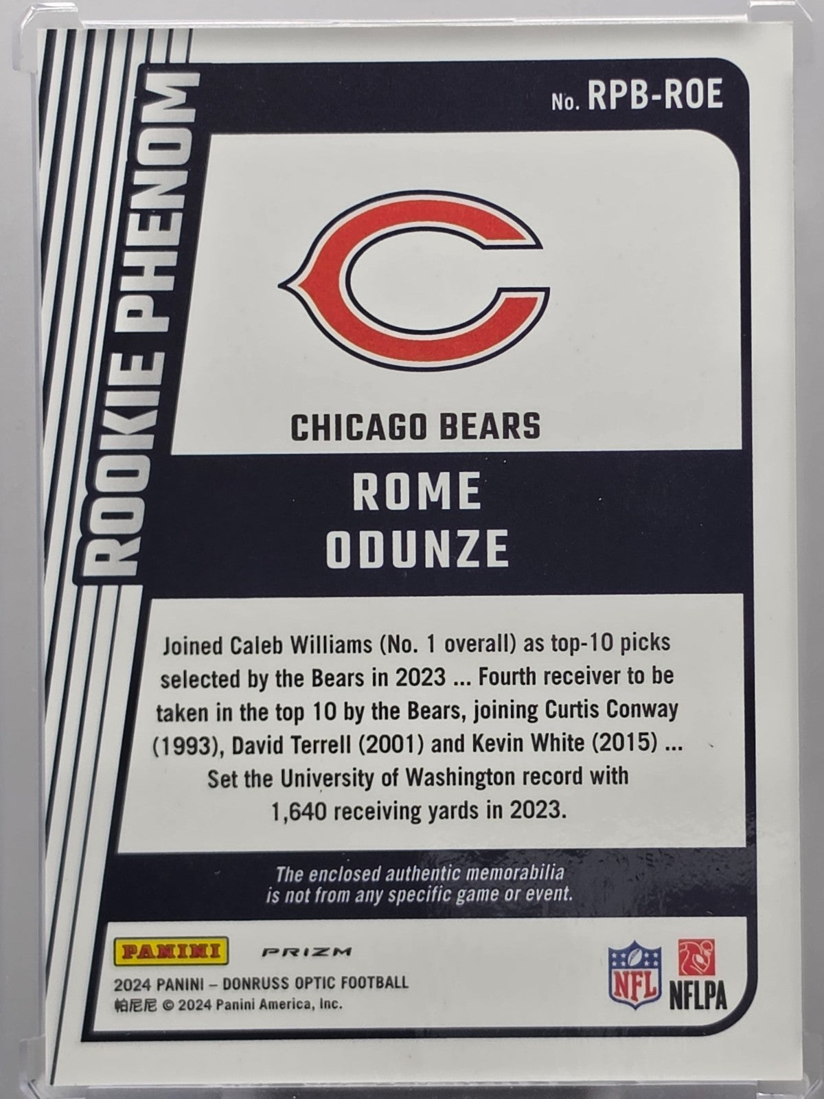 2024 Panini Donruss Optic - Rome Odunze (RC) - Blue Hyper Mem - #RPB-ROE