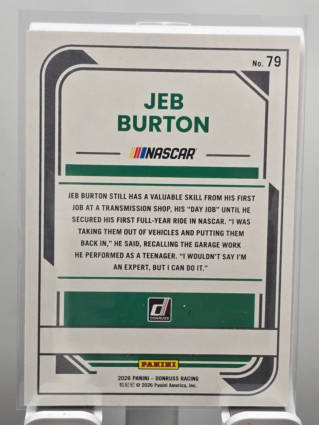 2026 Donruss NASCAR Racing - #79 Jeb Burton - Purple /99