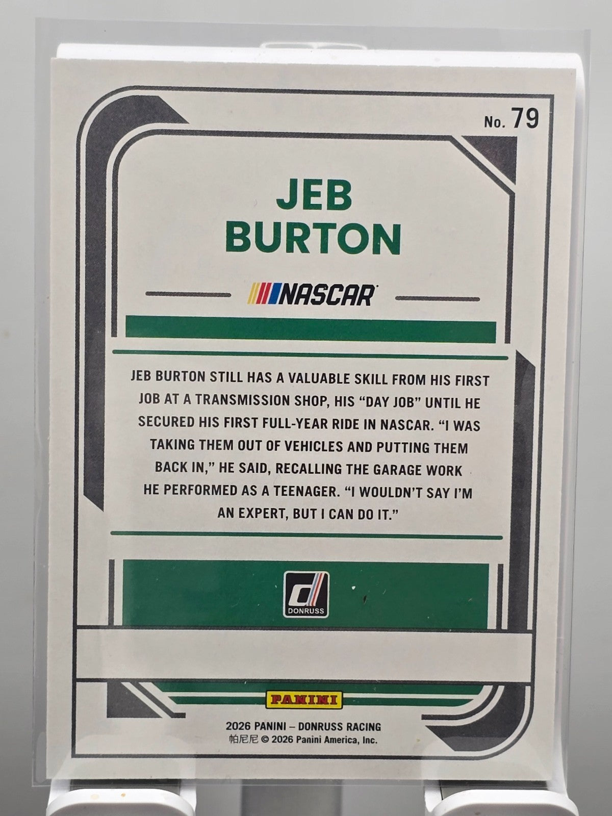 2026 Donruss NASCAR Racing - #79 Jeb Burton - Purple /99