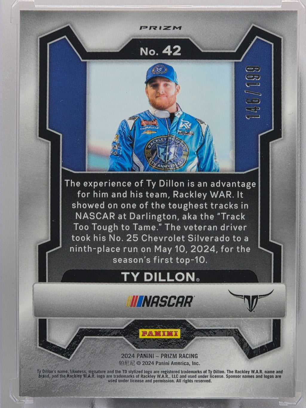 2024 Prizm Racing - Ty Dillon - Red Pulsar Prizm /199 - #42