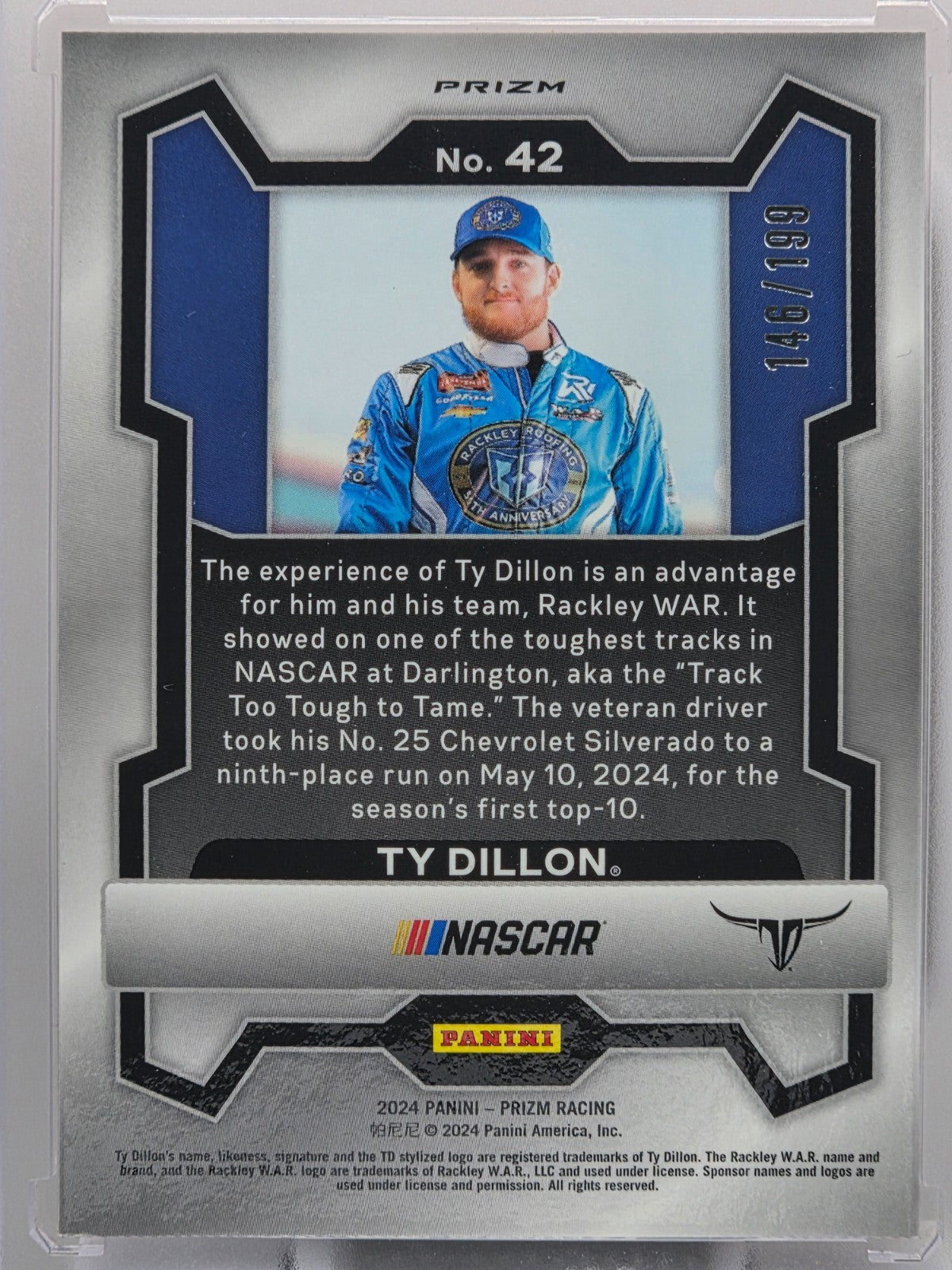 2024 Prizm Racing - Ty Dillon - Red Pulsar Prizm /199 - #42