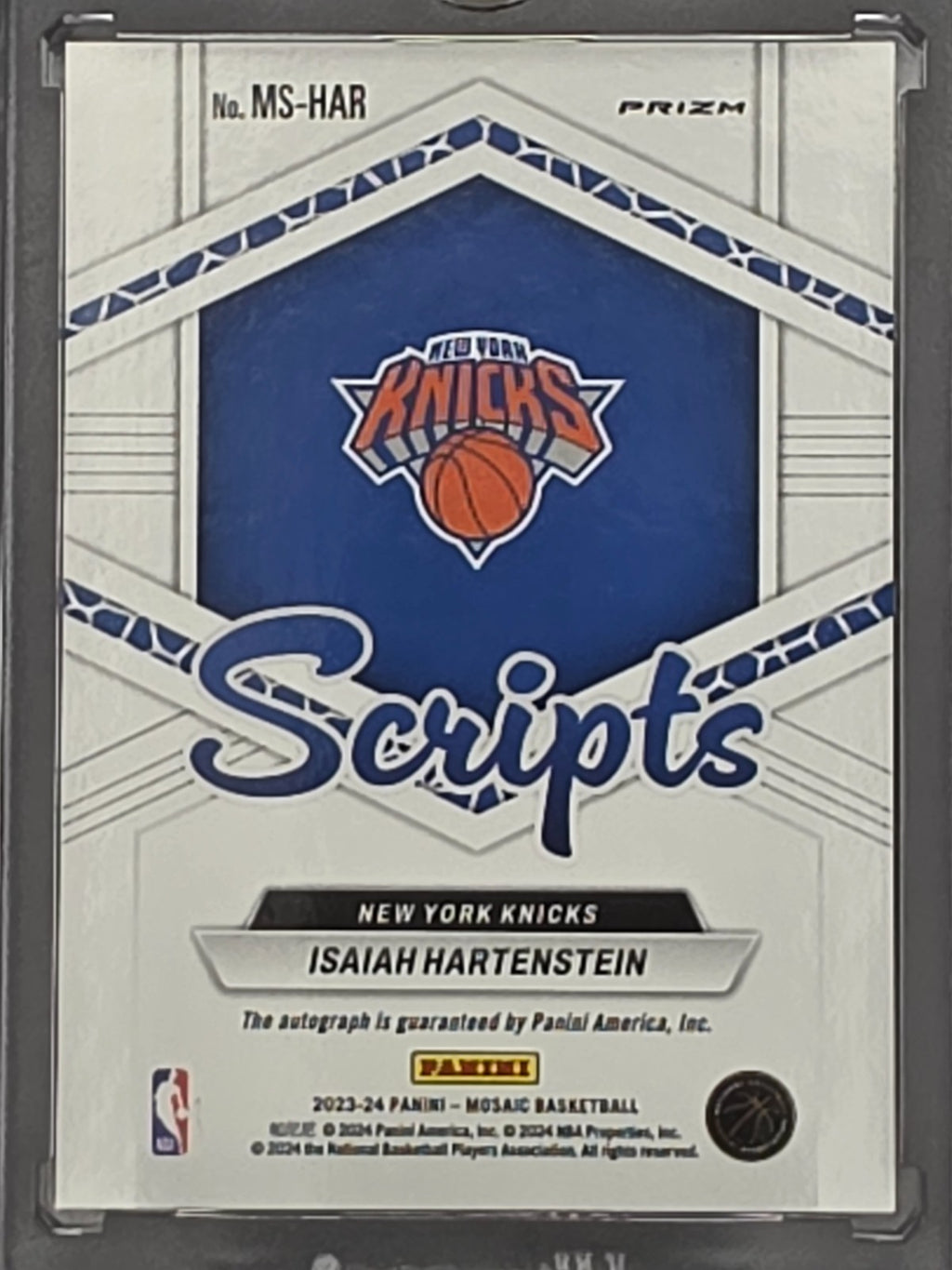 2023-24 Panini Mosaic #MS-HAR Isaiah Hartenstein Scripts New York Knicks