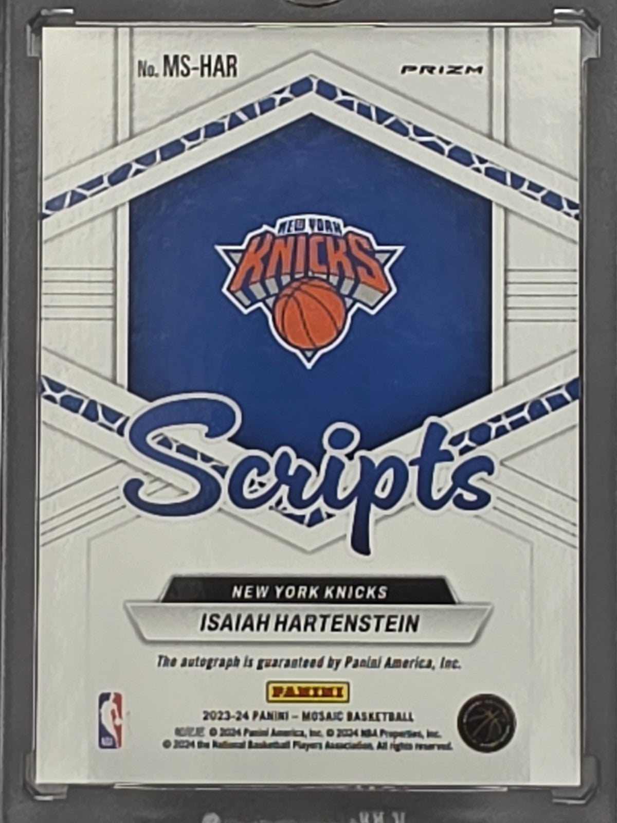 2023-24 Panini Mosaic #MS-HAR Isaiah Hartenstein Scripts New York Knicks