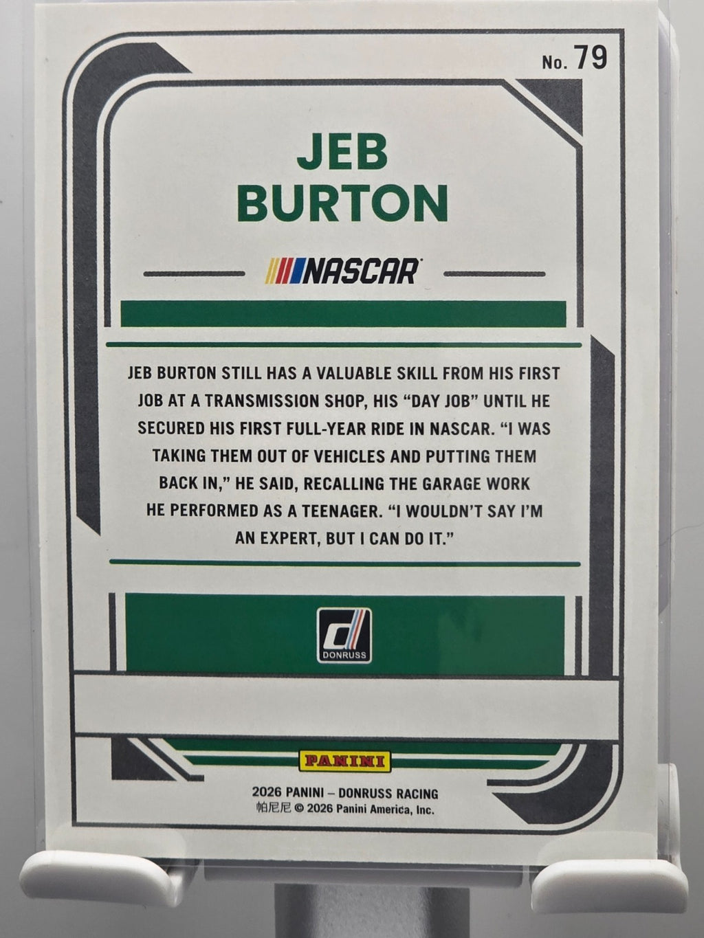 2026 Donruss NASCAR Racing - #79 Jeb Burton - Blue Base /199