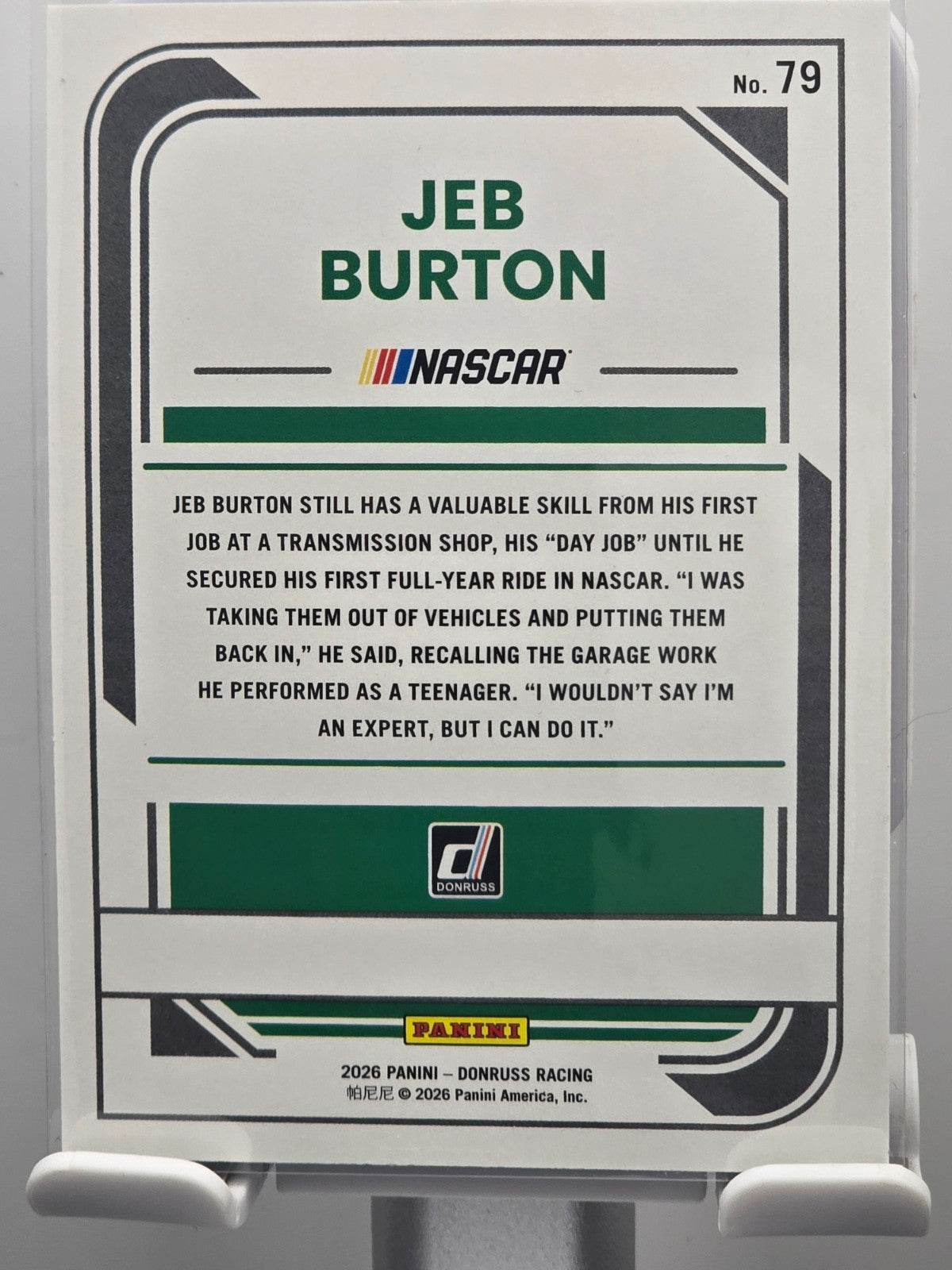 2026 Donruss NASCAR Racing - #79 Jeb Burton - Blue Base /199