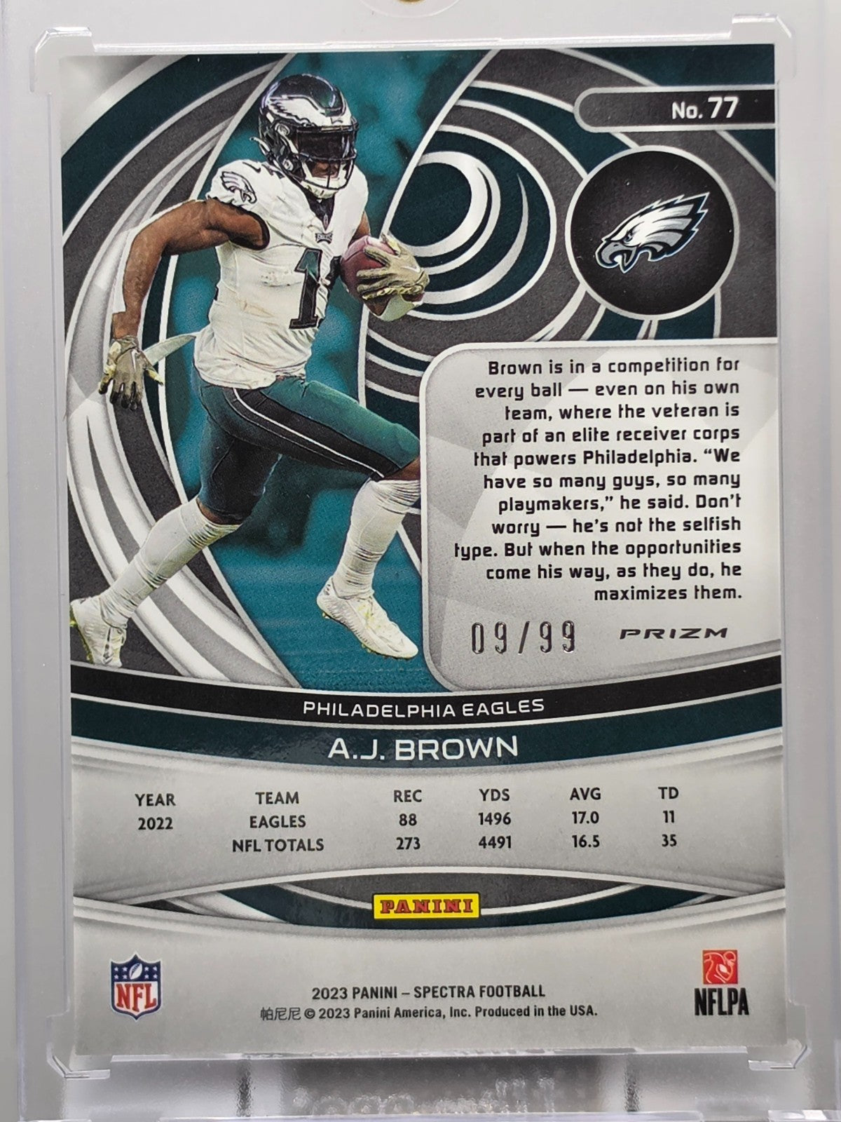 2023 Panini Spectra - A.J. Brown - Celestial Prism /99 - #77