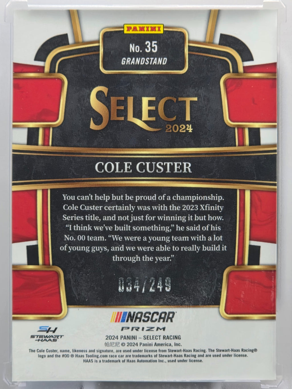 2024 Panini Select - Cole Custer - Red & Blue Prizm - #35 - Buy 3 Get 1!