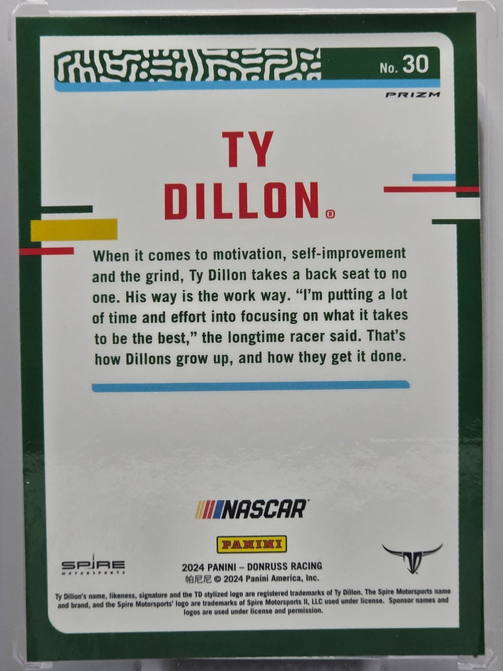 2024 Panini Donruss - Ty Dillon - Blue Velocity - #30 - Buy 3 Get 1