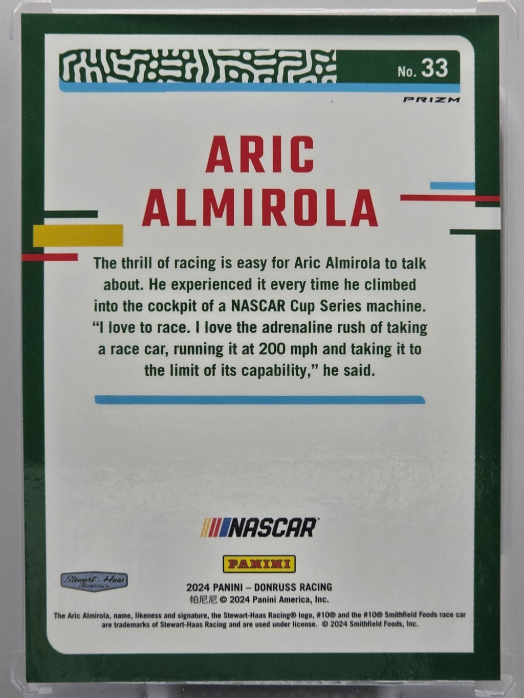 2024 Panini Donruss - Aric Almirola - Blue Velocity - #33 - Buy 3 Get 1