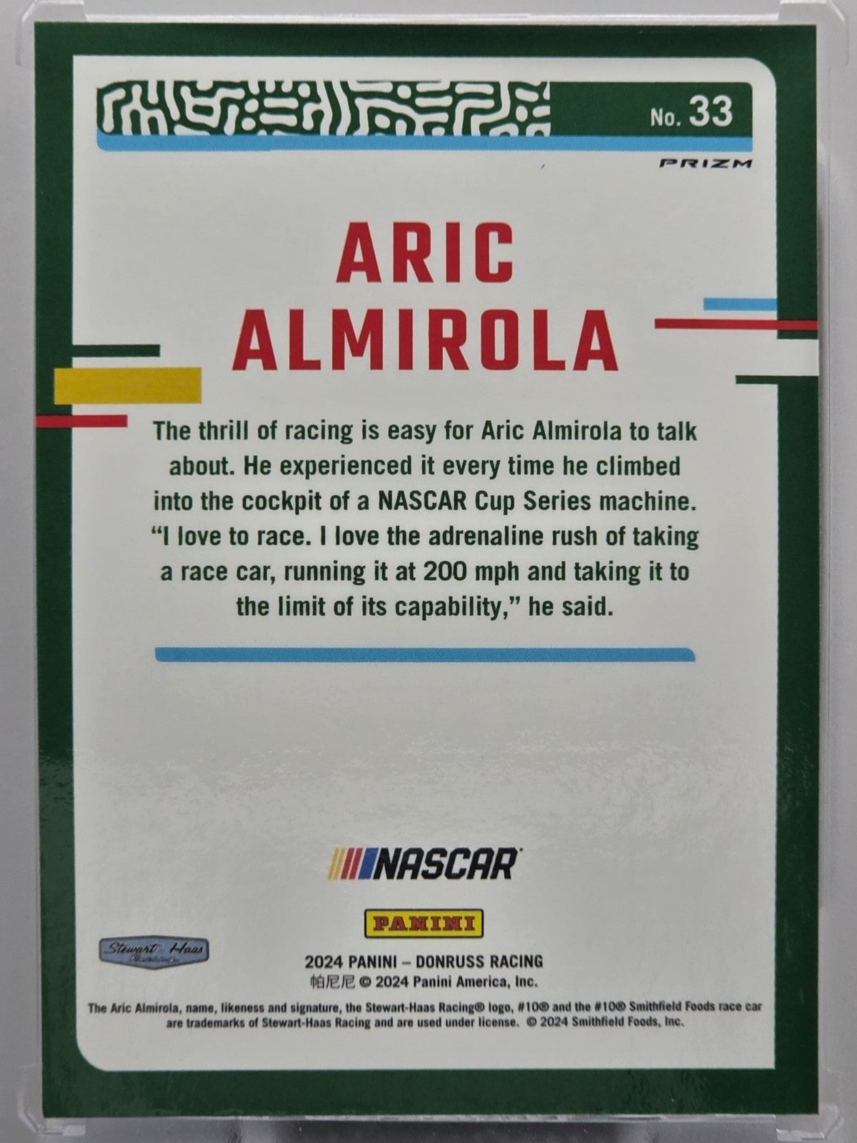 2024 Panini Donruss - Aric Almirola - Blue Velocity - #33 - Buy 3 Get 1