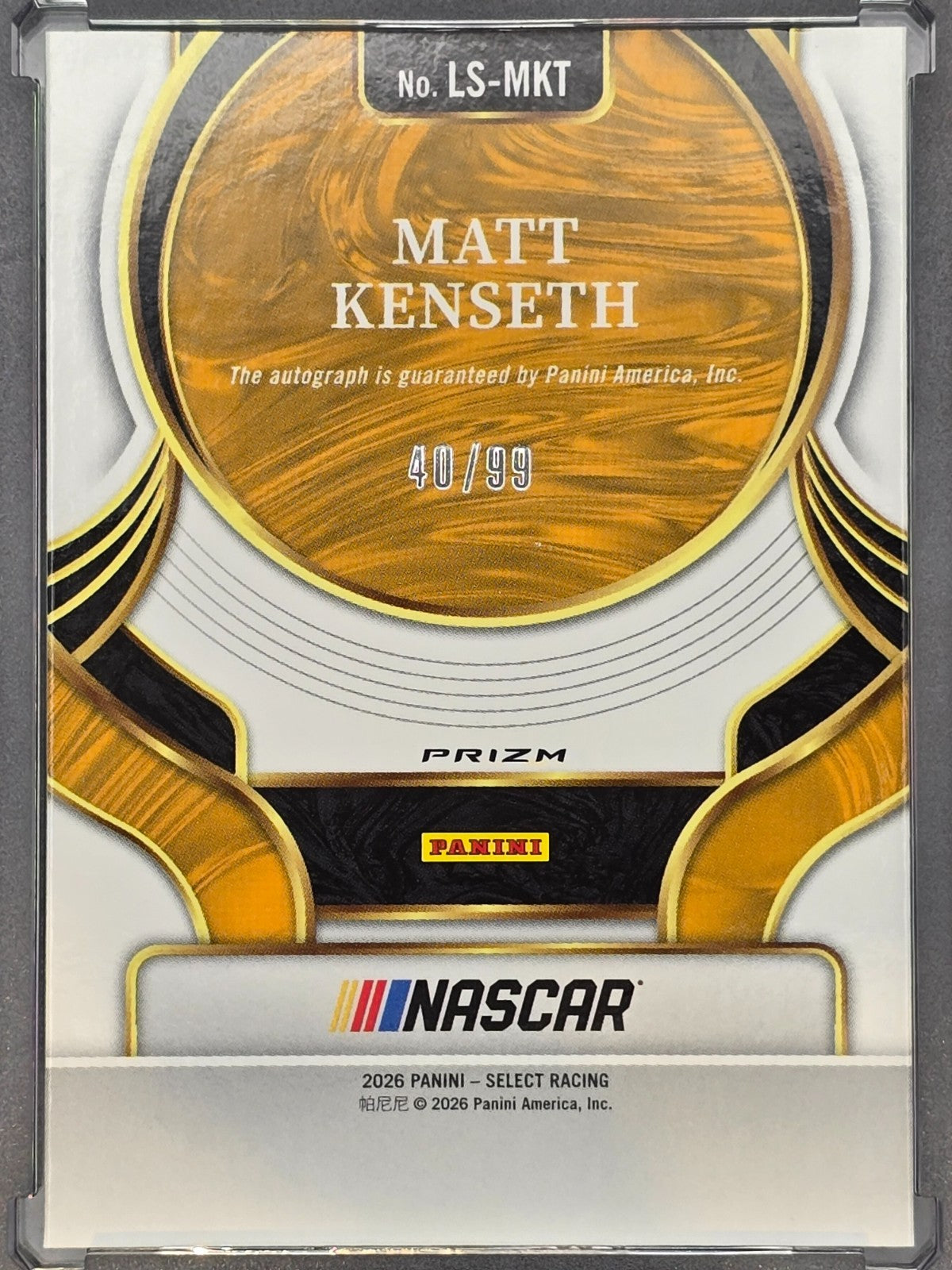 2026 Panini Select - Matt Kenseth - Legendary Signatures /99 - #LS-MKT