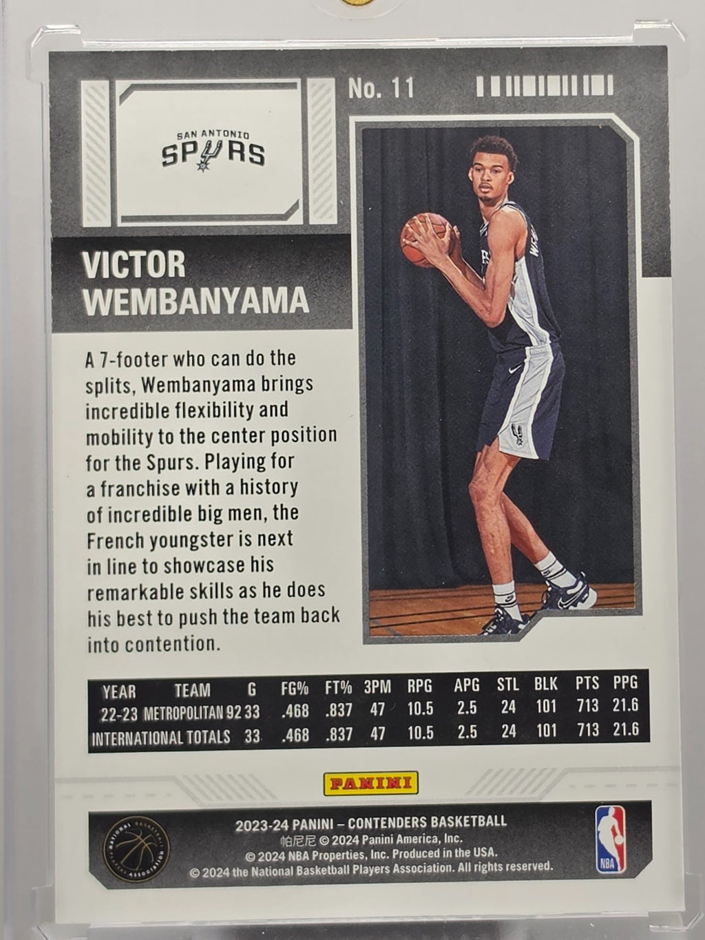 Panini Contenders Victor Wembanyama Season Ticket RC #11 2023-24 Spurs