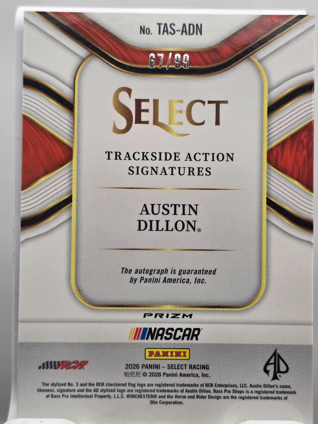 2026 Select Racing - Austin Dillon #TAS-ADN - Trackside Action - Blue /99